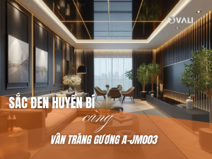 Sắc đen huyền bí: Tấm ốp sợi tre Ovali tráng gương – Đẳng cấp từ chiều sâu không gian